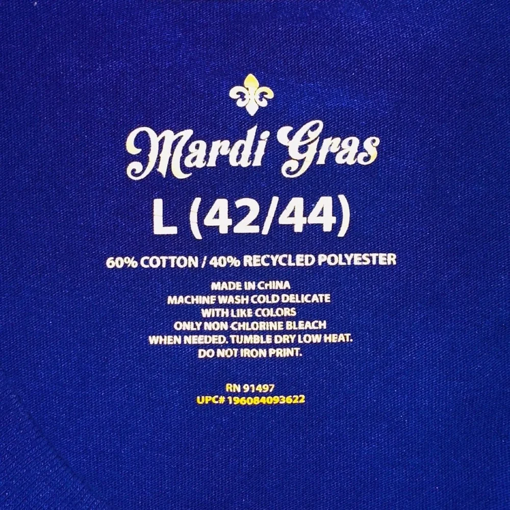 Mardi Gras King Crown Trumpet T Shirt purple size L - Picture 4 of 4